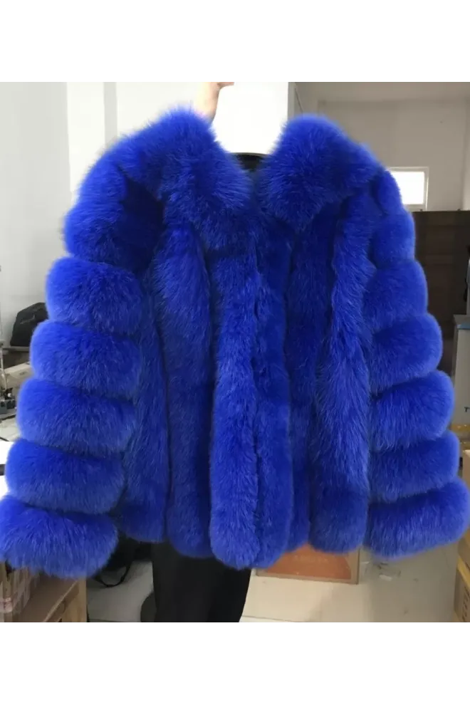 Kožešinový kabátek z lišky - Royal blue