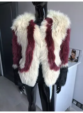 Fashion barevný kabátek z lišky na háčky