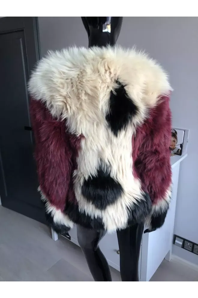 Fashion barevný kabátek z lišky na háčky