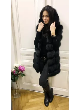 Luxury kožešinová vesta na zip s kapucí!